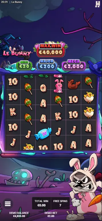 Le Bunny Casino Goldene Felder auf Spielfeld nach Gewinnen hervorgehoben