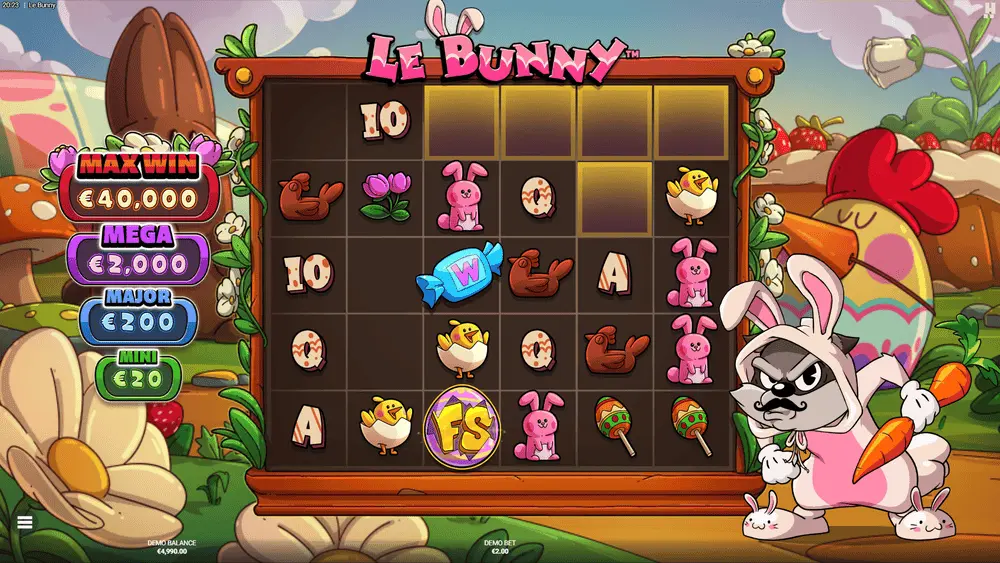 Le Bunny Hacksaw Super Cascade-Mechanik entfernt alle passenden Symbole vom Spielfeld